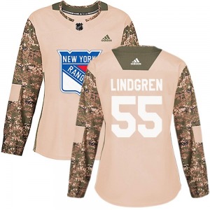 Women's Authentic New York Rangers Ryan Lindgren Camo Veterans Day Practice Official Adidas Jersey