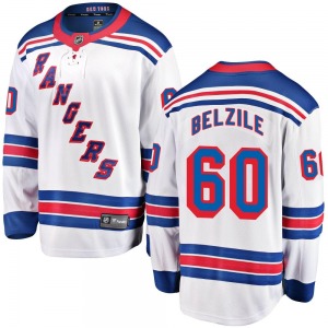 Youth Breakaway New York Rangers Alex Belzile White Away Official Fanatics Branded Jersey