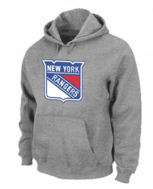 Adult New York Rangers Grey Pullover Hoodie -